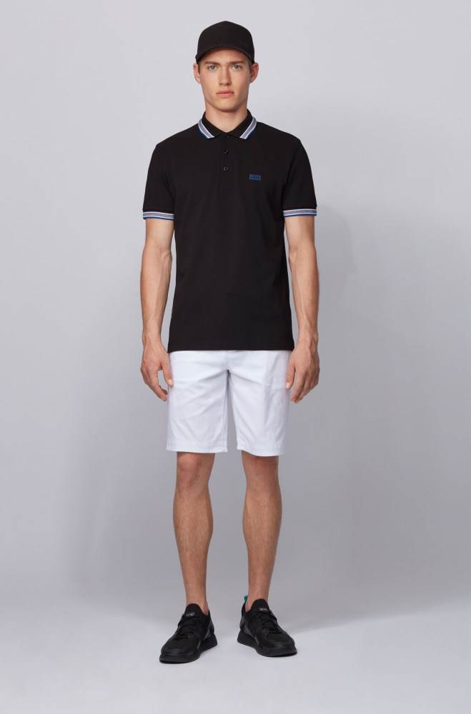 Hugo Boss Bomull-piqué polo shirt Svarte | QxaD6sei