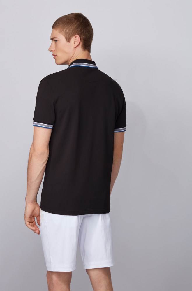 Hugo Boss Bomull-piqué polo shirt Svarte | QxaD6sei