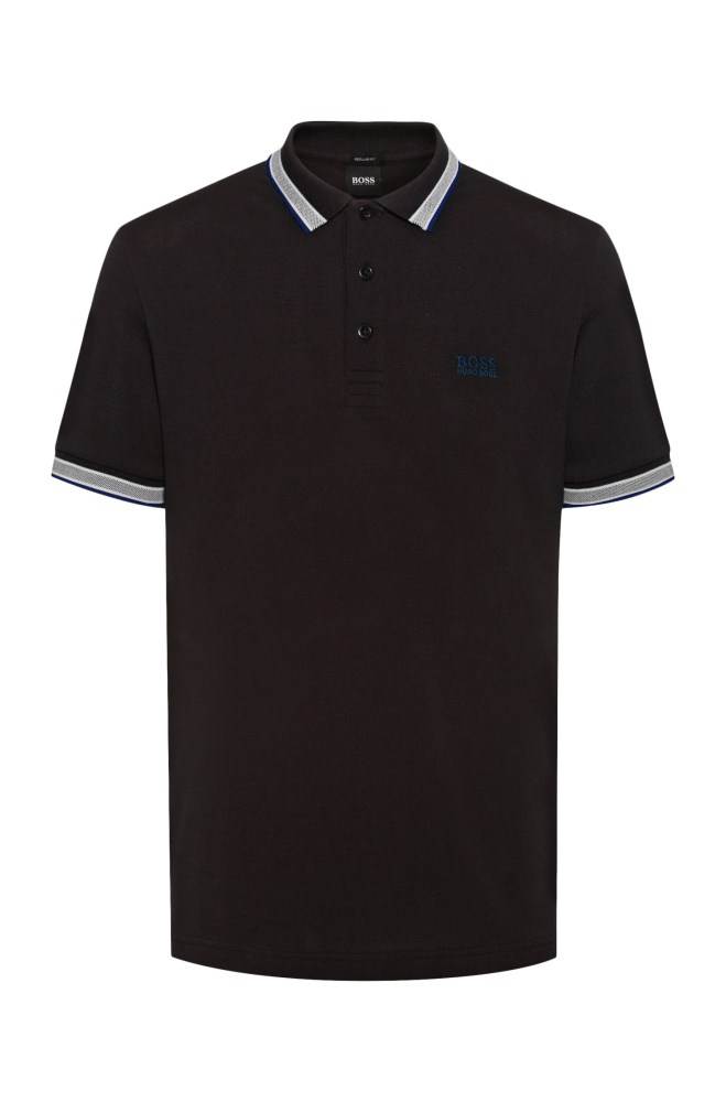 Hugo Boss Bomull-piqué polo shirt Svarte | QxaD6sei