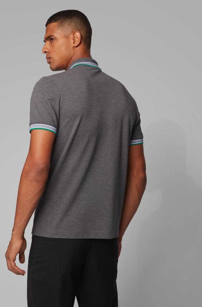 Hugo Boss Bomull-piqué polo shirt Grå | SW8fsaII