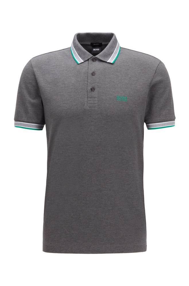 Hugo Boss Bomull-piqué polo shirt Grå | SW8fsaII