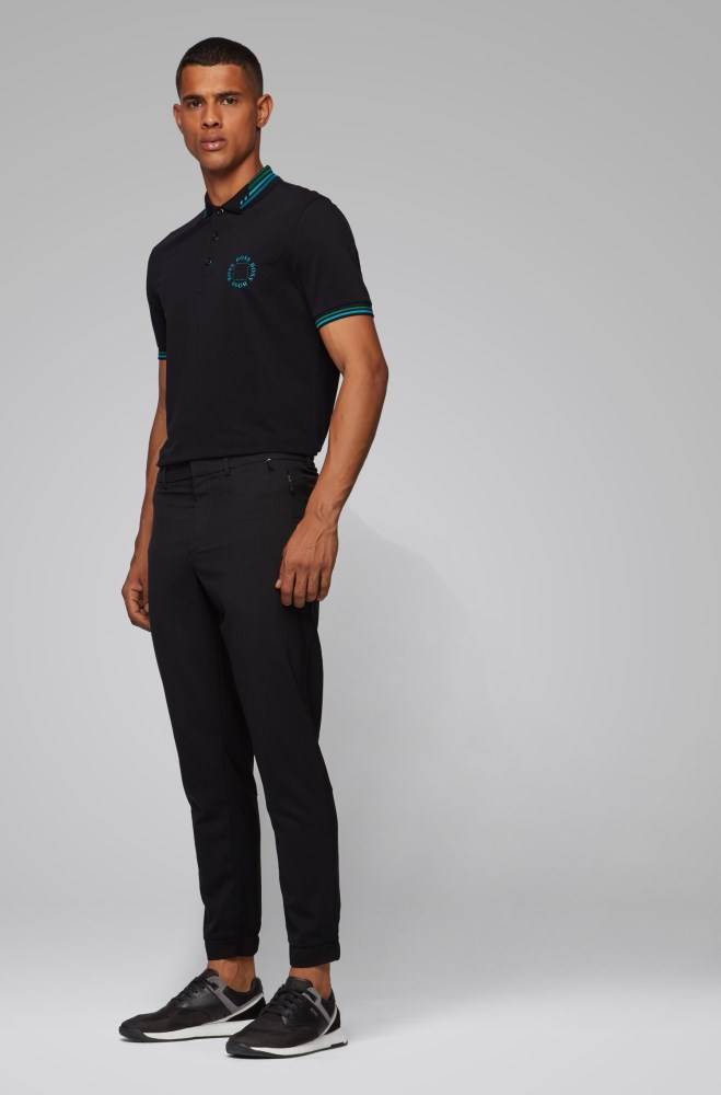 Hugo Boss Bomull-piqué polo shirt Svarte | Ur0jlGn2