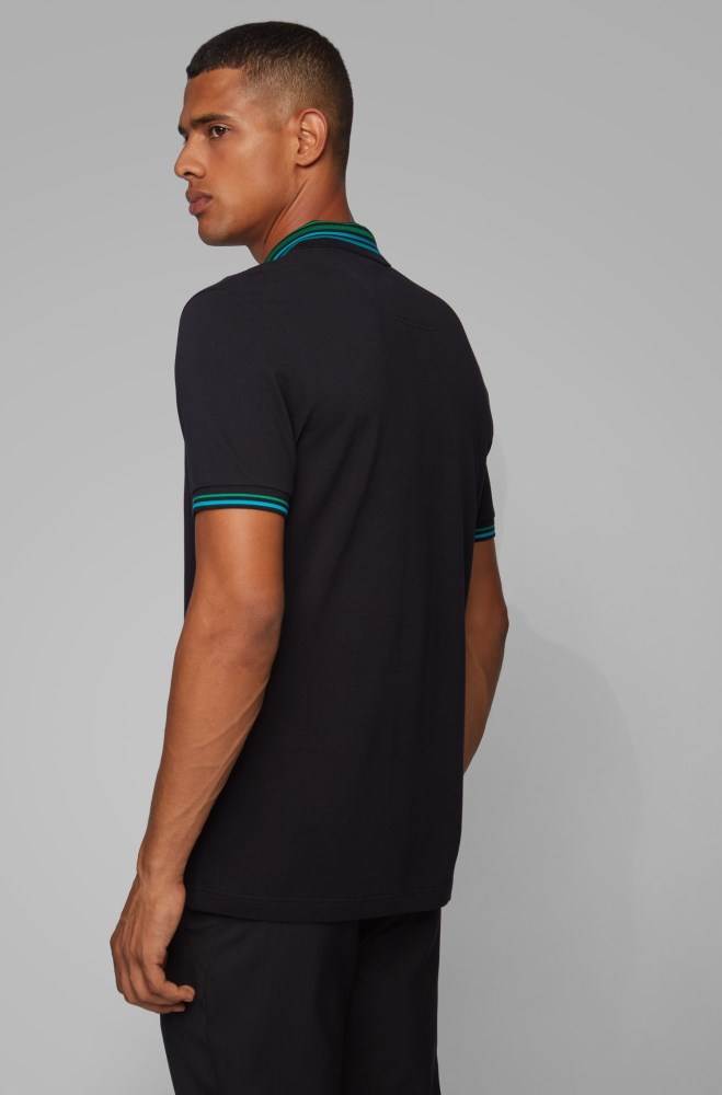 Hugo Boss Bomull-piqué polo shirt Svarte | Ur0jlGn2