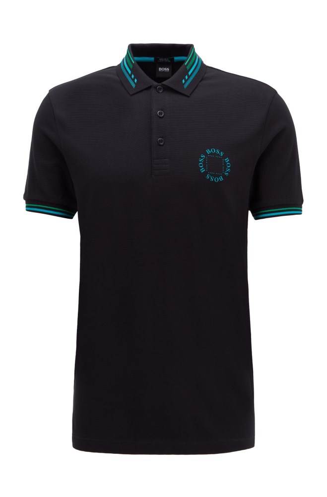 Hugo Boss Bomull-piqué polo shirt Svarte | Ur0jlGn2