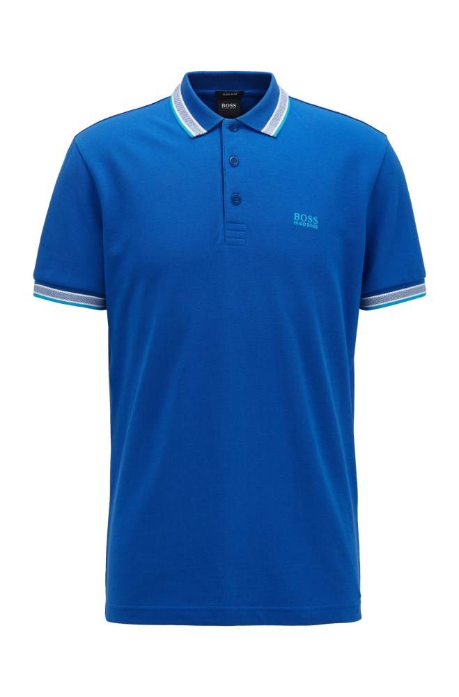 Hugo Boss Bomull-piqué polo shirt Lyse Blå | YkB9hZ8k