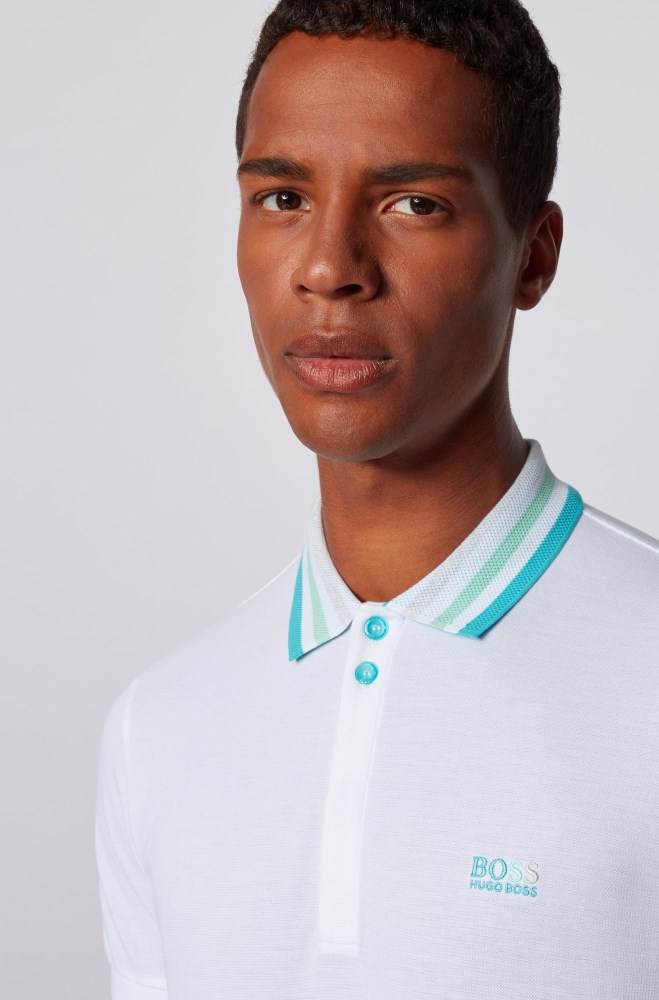 Hugo Boss Bomull-piqué polo shirt Hvite | bqTj7ACO