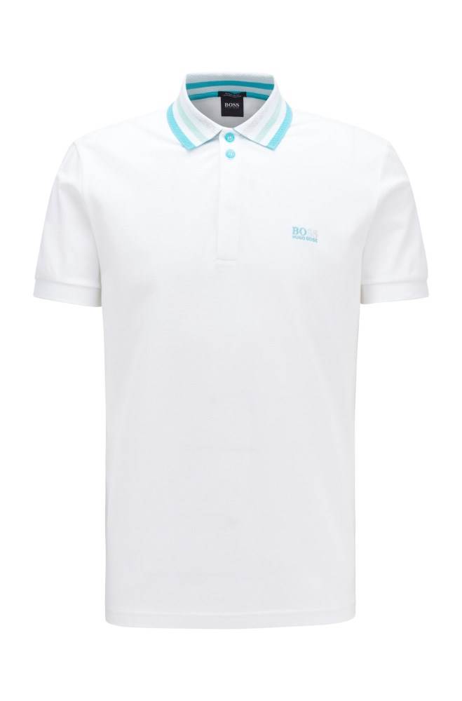 Hugo Boss Bomull-piqué polo shirt Hvite | bqTj7ACO