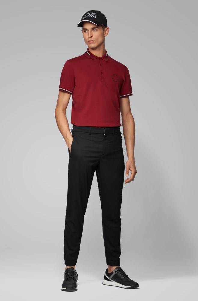 Hugo Boss Bomull-piqué polo shirt Mørke Rød | jseoVdWs