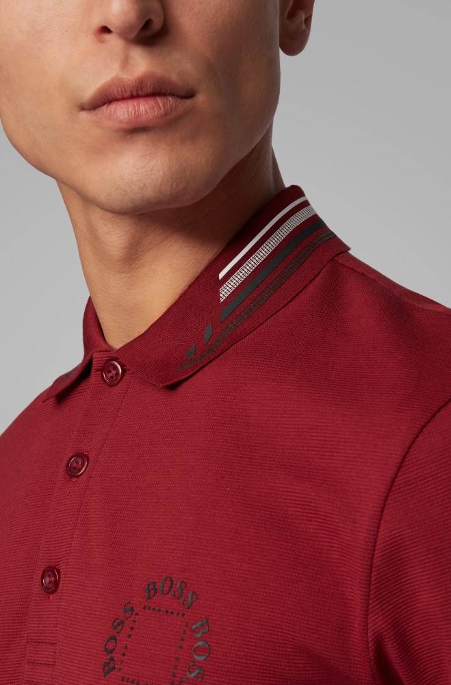 Hugo Boss Bomull-piqué polo shirt Mørke Rød | jseoVdWs