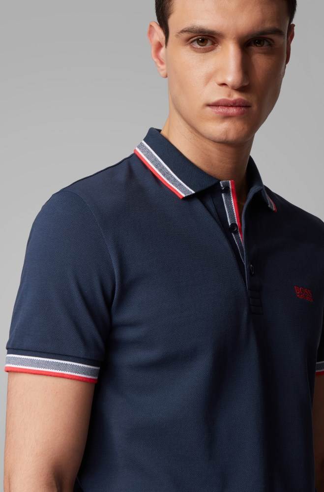 Hugo Boss Bomull-piqué polo shirt Mørke Blå | svhmjC4j