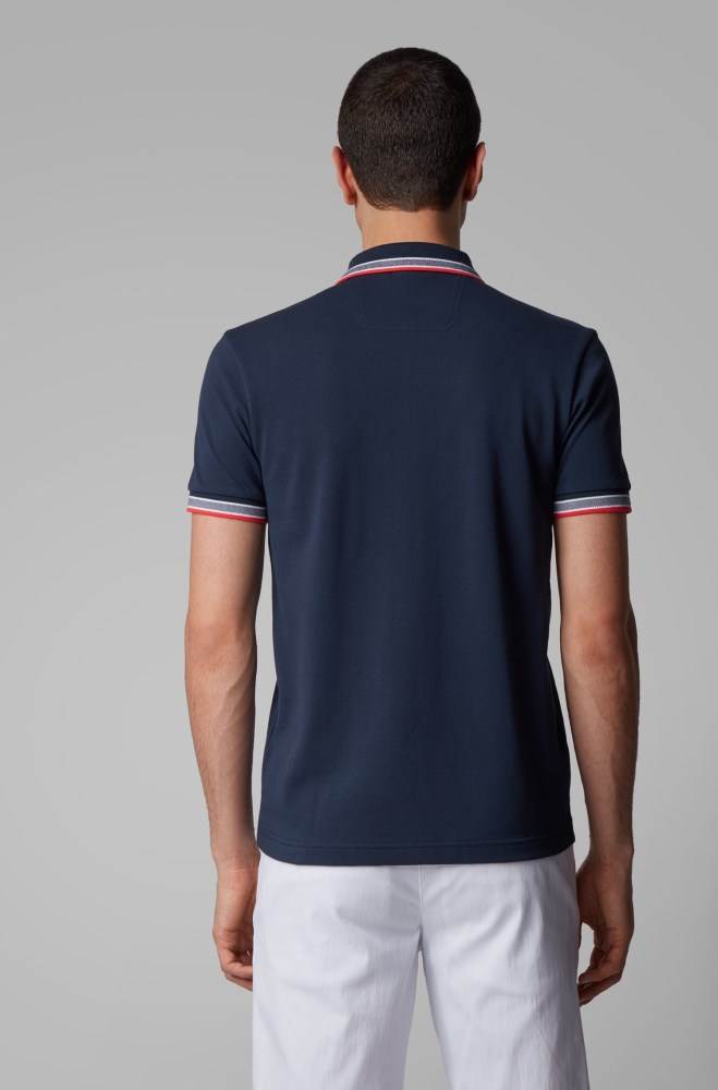 Hugo Boss Bomull-piqué polo shirt Mørke Blå | svhmjC4j