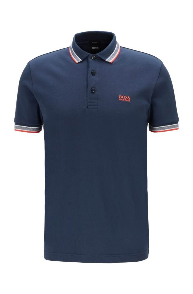 Hugo Boss Bomull-piqué polo shirt Mørke Blå | svhmjC4j