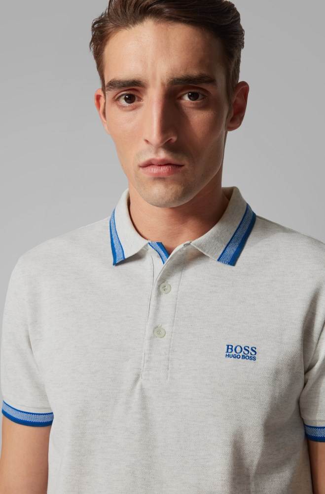 Hugo Boss Bomull-piqué polo shirt Lyse Grå | vMduaidJ