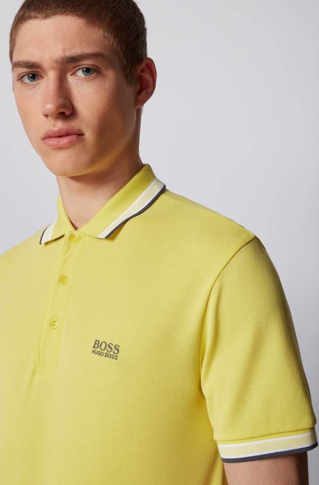 Hugo Boss Bomull-piqué polo shirt Gul | xYyyDqzp