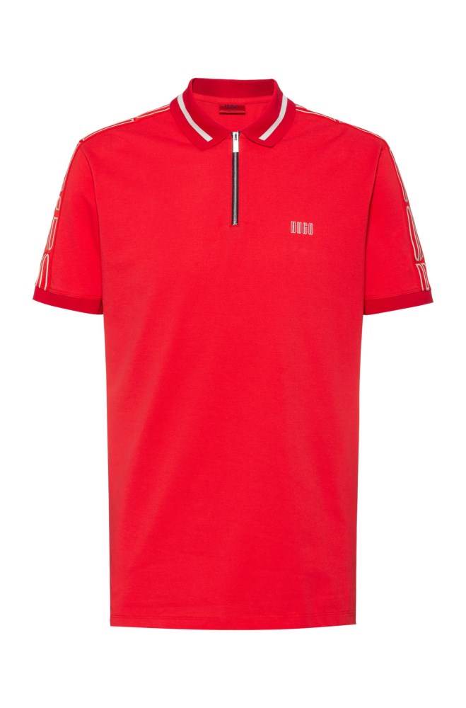 Hugo Boss Bomull-piqué zip-neck polo shirt Lyse Rosa | Nq7nWDs9