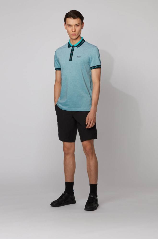 Hugo Boss Bomull polo shirt Svarte | mKY4ikYL