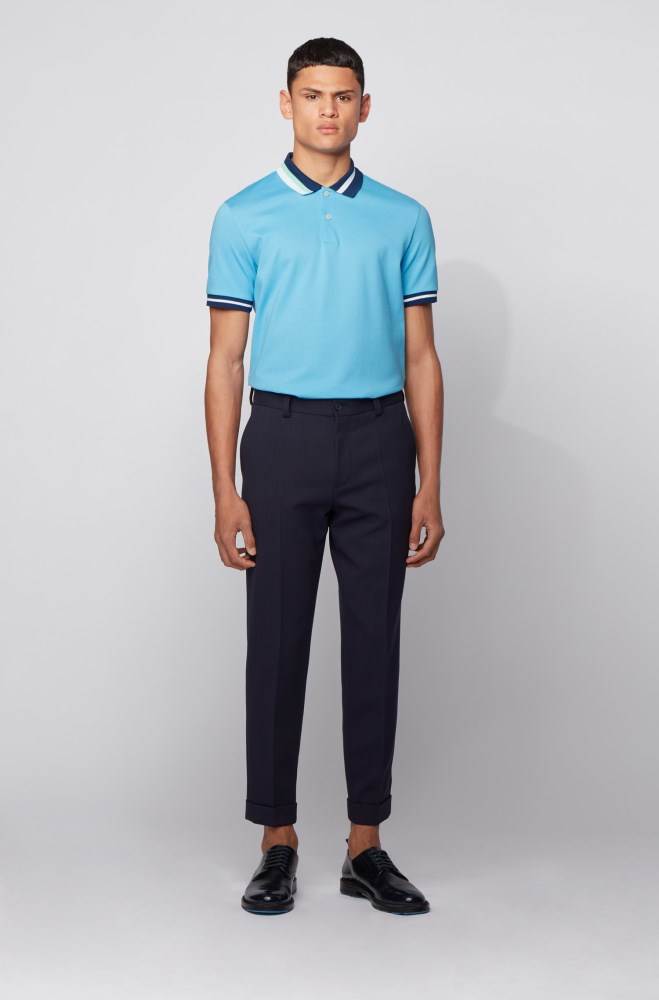 Hugo Boss Bomull polo shirt Turkis | sNvAhoZs