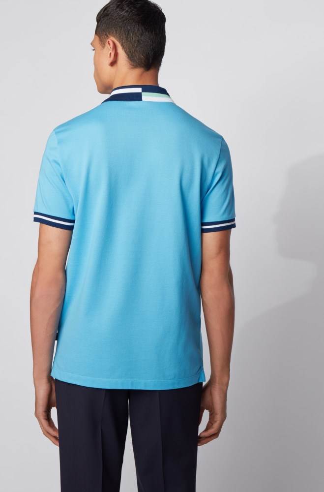 Hugo Boss Bomull polo shirt Turkis | sNvAhoZs