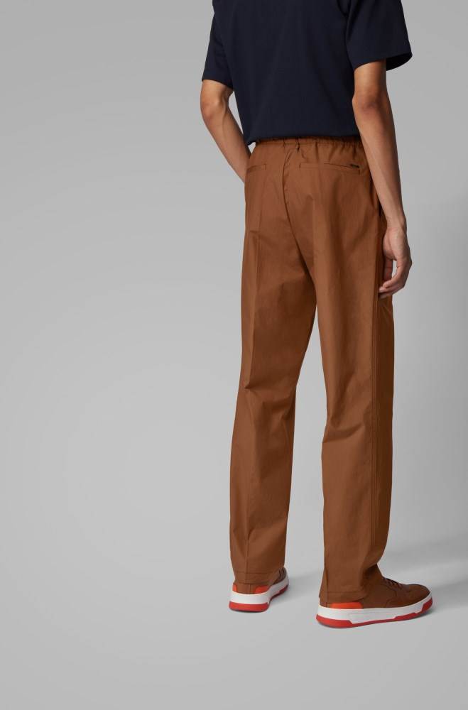 Hugo Boss Bomull-poplin relaxed-fit trousers Mørke Brune | tsHbiOaS