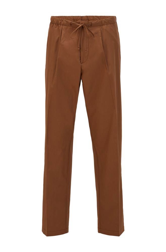 Hugo Boss Bomull-poplin relaxed-fit trousers Mørke Brune | tsHbiOaS