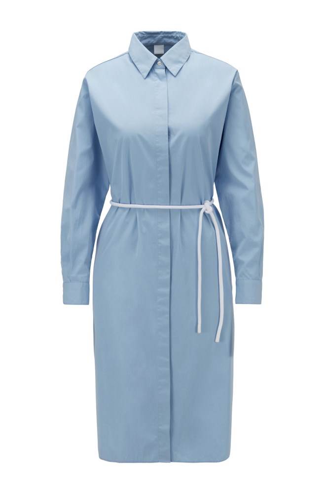 Hugo Boss Bomull poplin shirt dress Lyse Blå | wArFyNMd