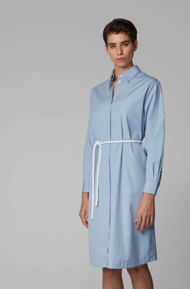 Hugo Boss Bomull poplin shirt dress Lyse Blå | wArFyNMd