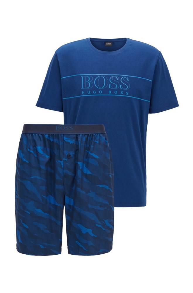 Hugo Boss Bomull pyjama set Blå | 7K0wgF5T