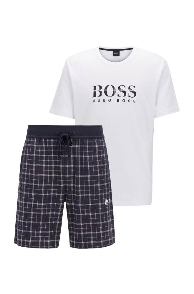 Hugo Boss Bomull pyjama set Lyse Blå | AxXxLmqV