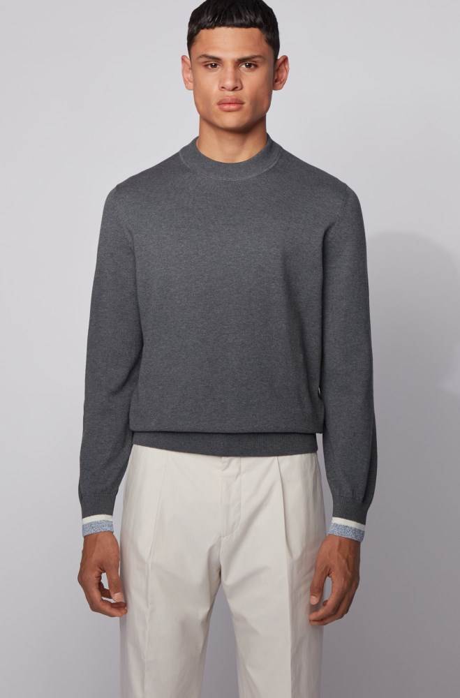 Hugo Boss Bomull sweater Grå | W76H9KwZ