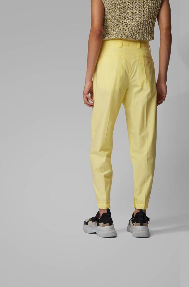 Hugo Boss Bomull tapered-fit trousers Gul | S80k2xiP