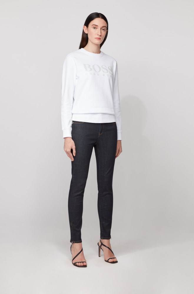 Hugo Boss Bomull-terry sweatshirt Hvite | Mp5kmttJ