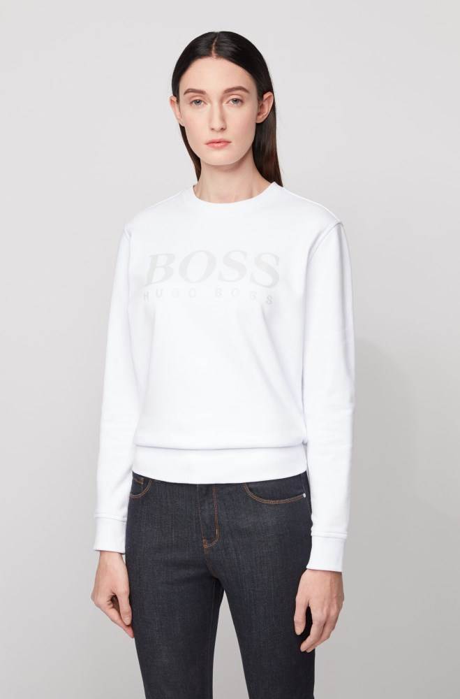 Hugo Boss Bomull-terry sweatshirt Hvite | Mp5kmttJ