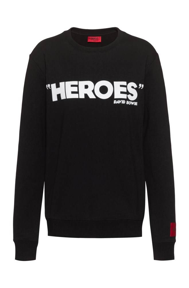 Hugo Boss Bomull-terry sweatshirt Svarte | Px3MjwbE