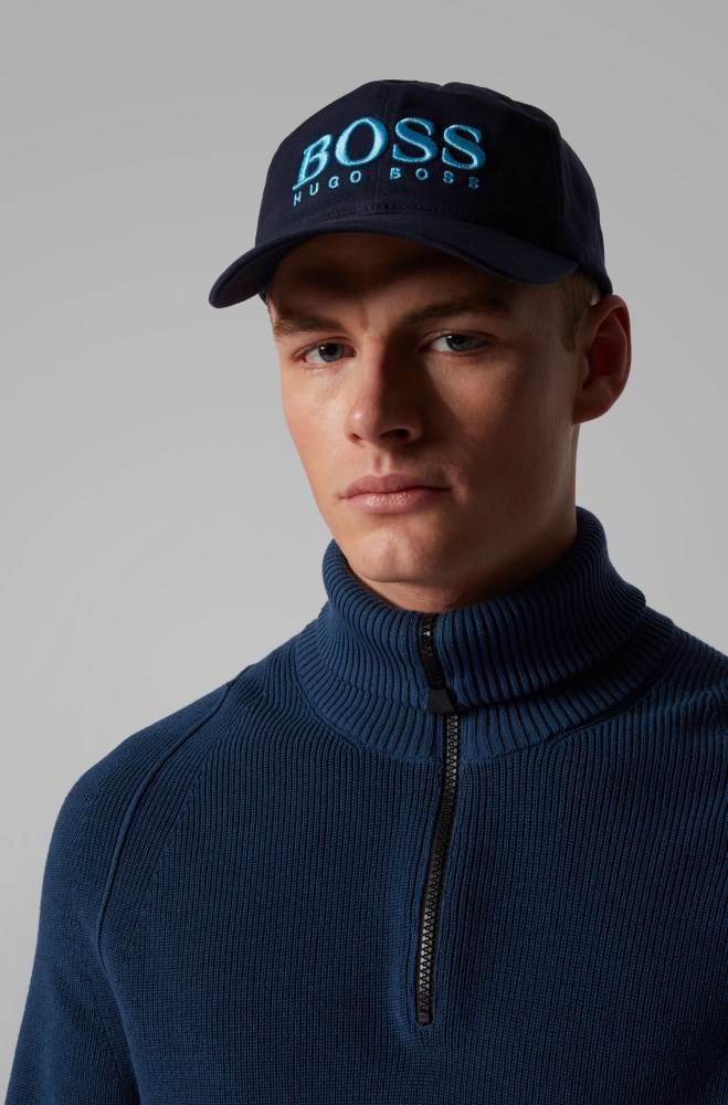 Hugo Boss Bomull-twill cap Mørke Blå | QTnawZeU