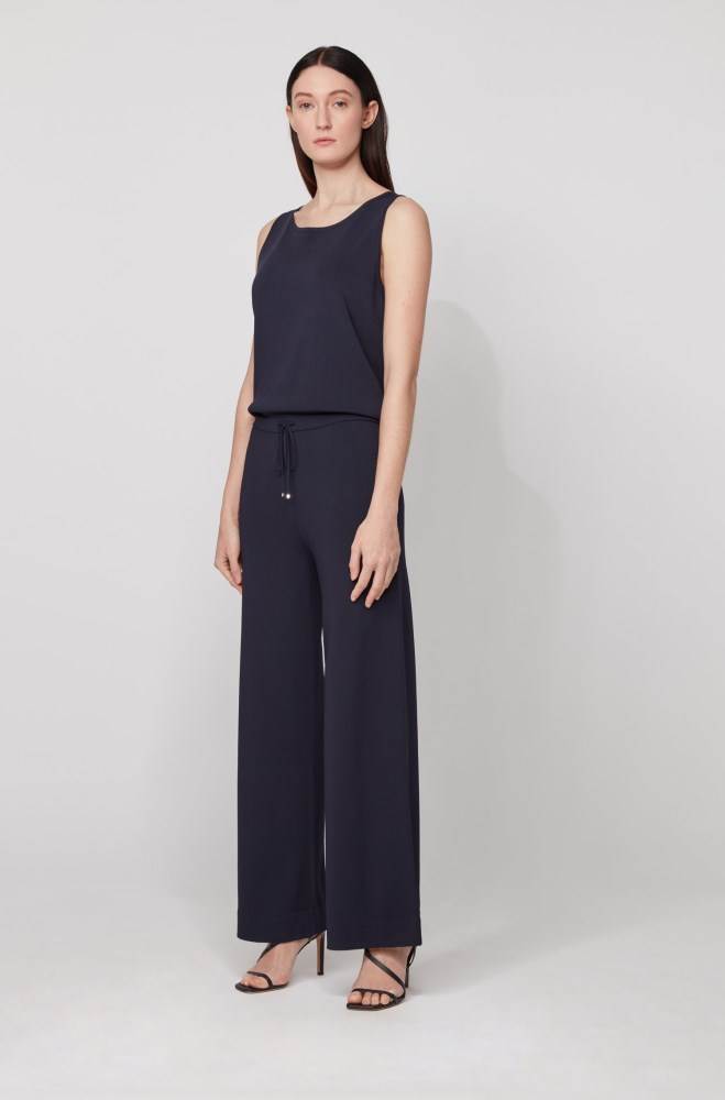 Hugo Boss Brede-leg sleeveless jumpsuit Mørke Blå | CDh77Y64