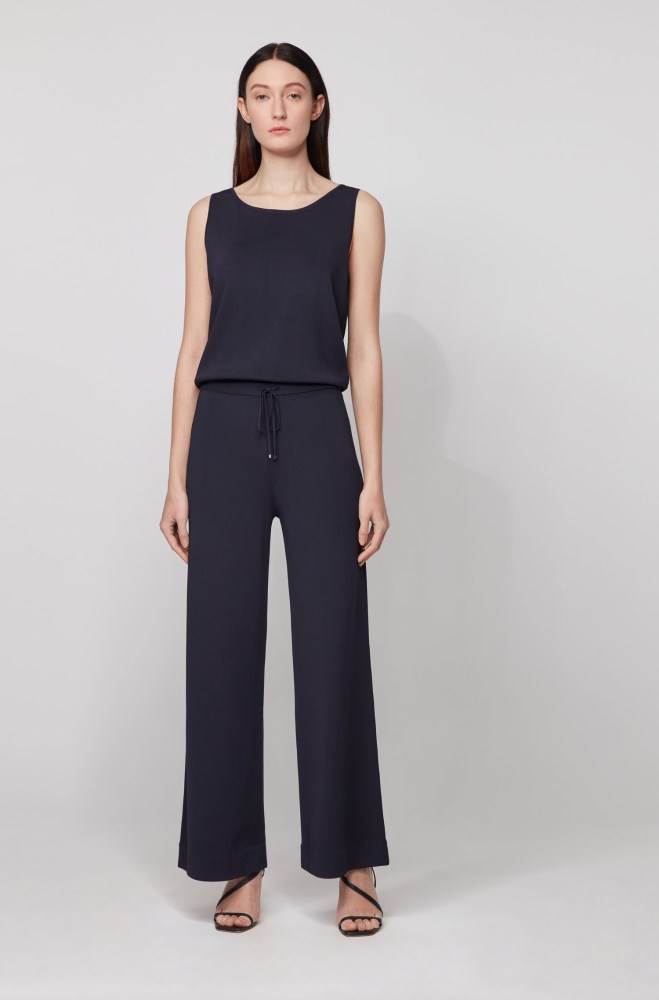 Hugo Boss Brede-leg sleeveless jumpsuit Mørke Blå | CDh77Y64