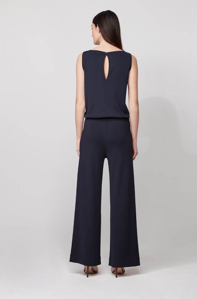 Hugo Boss Brede-leg sleeveless jumpsuit Mørke Blå | CDh77Y64