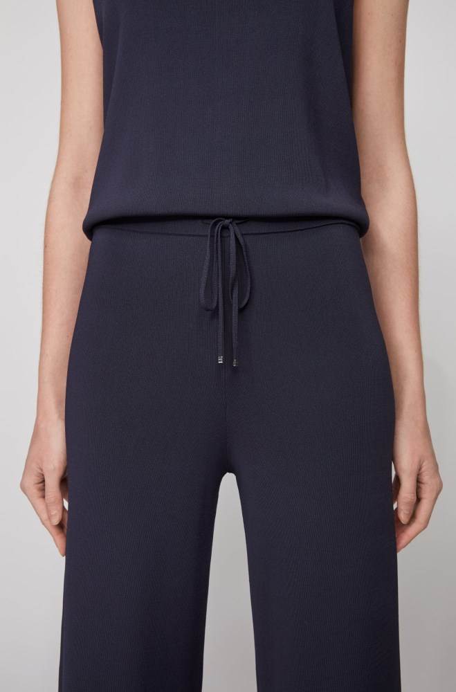 Hugo Boss Brede-leg sleeveless jumpsuit Mørke Blå | CDh77Y64