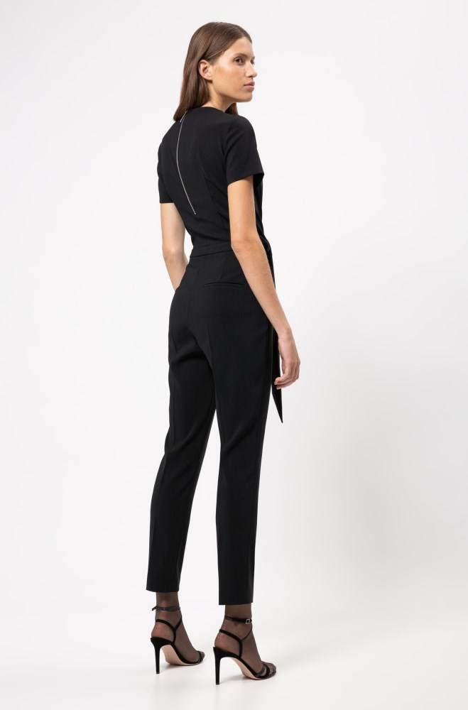 Hugo Boss Brede-neck jumpsuit Svarte | jjNT6ZbN