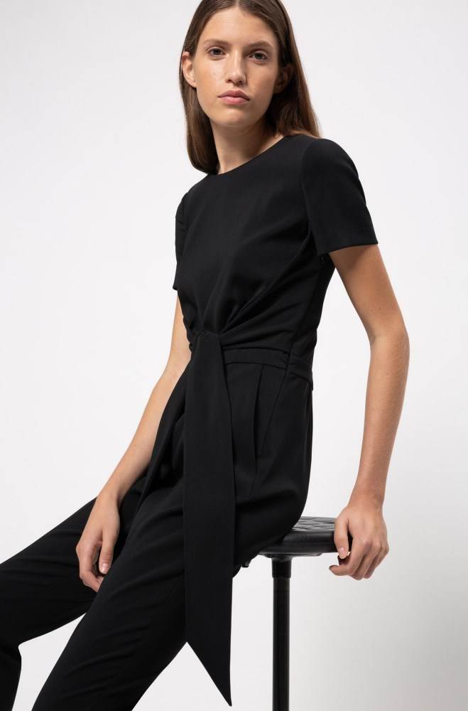 Hugo Boss Brede-neck jumpsuit Svarte | jjNT6ZbN