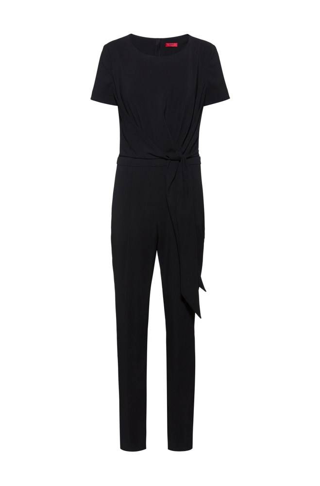 Hugo Boss Brede-neck jumpsuit Svarte | jjNT6ZbN