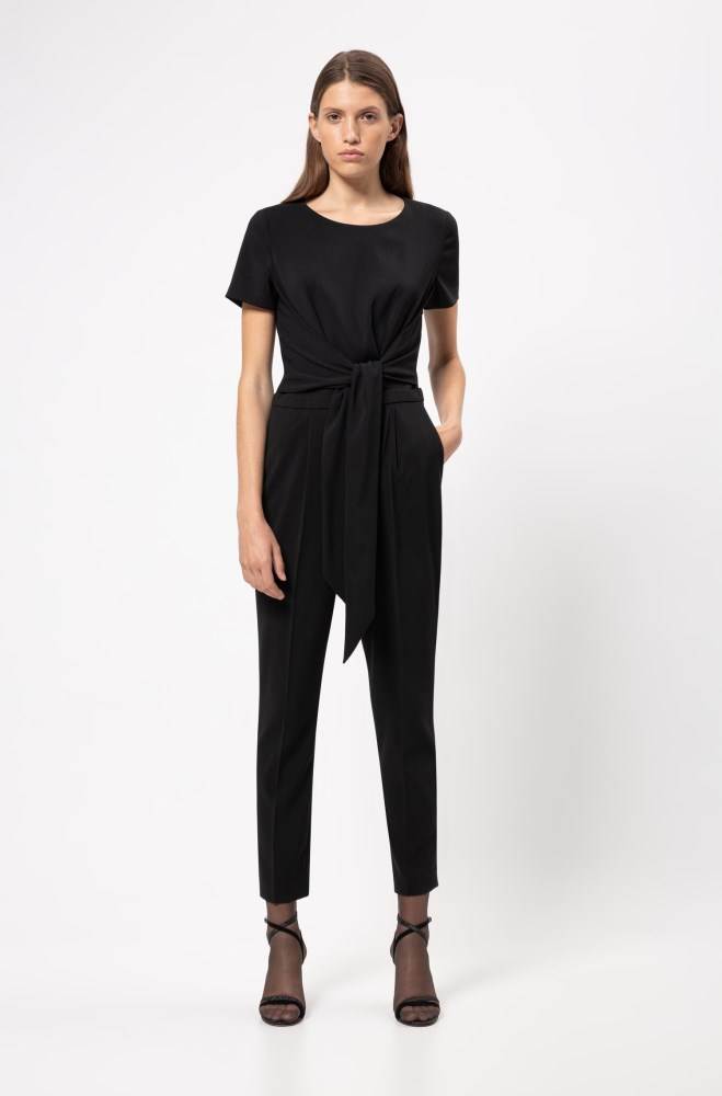 Hugo Boss Brede-neck jumpsuit Svarte | jjNT6ZbN