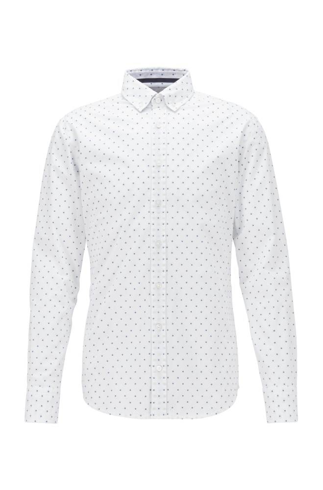 Hugo Boss Button-down slim-fit shirt Hvite | OTywooUx