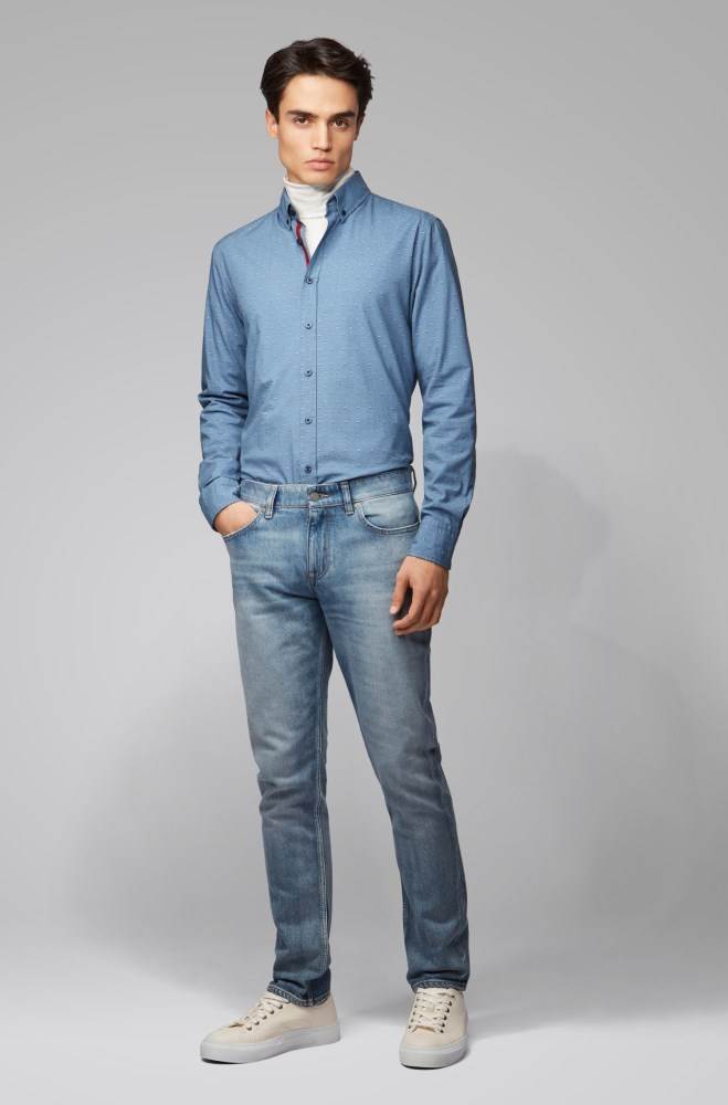 Hugo Boss Button-down slim-fit shirt Mørke Blå | q80ramqx