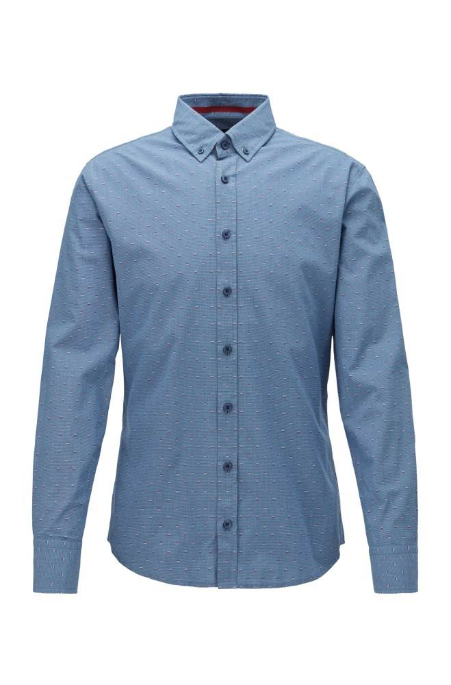 Hugo Boss Button-down slim-fit shirt Mørke Blå | q80ramqx