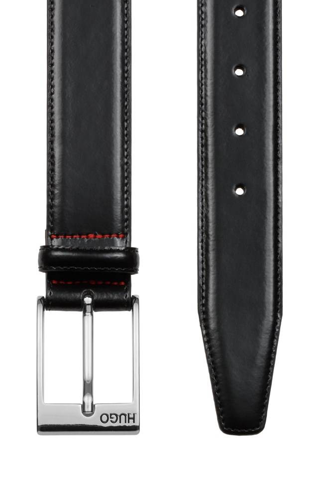 Hugo Boss Calf-leather belt Svarte | zeUDUVNe