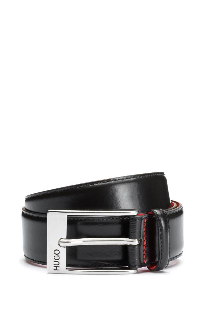 Hugo Boss Calf-leather belt Svarte | zeUDUVNe