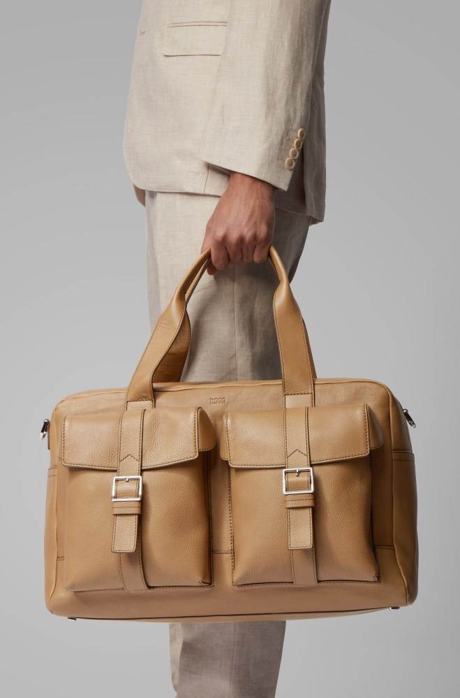 Hugo Boss Calf-leather holdall Lyse Beige | 16yqVEEA