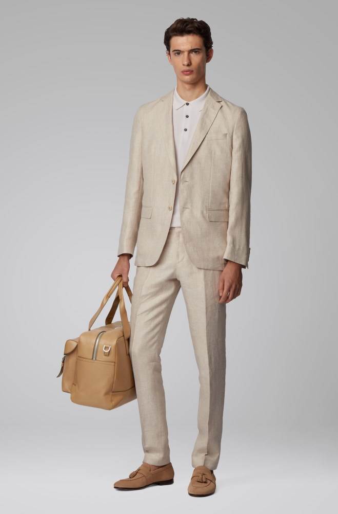 Hugo Boss Calf-leather holdall Lyse Beige | 16yqVEEA