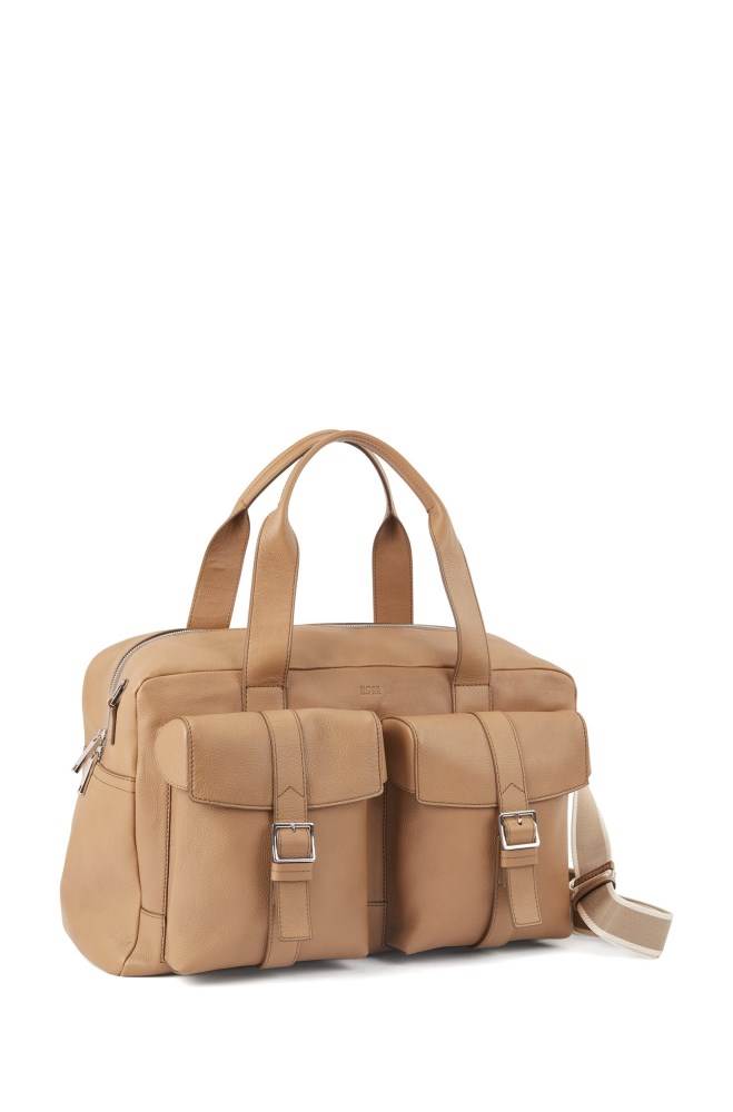 Hugo Boss Calf-leather holdall Lyse Beige | 16yqVEEA